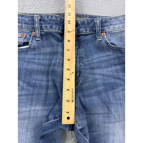 American Eagle Extreme Flex 4 Jeans Men 36x34 Blue Slim Straight Whiskered Denim - Picture 7 of 10